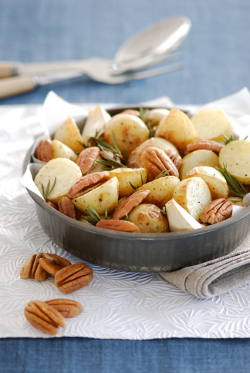 Roasted chats with pecans and rosemary